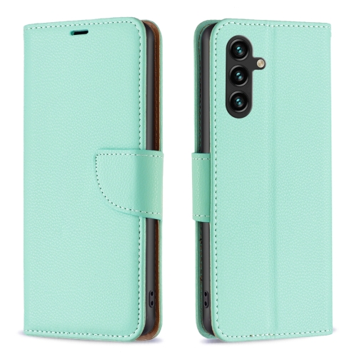 

For Samsung Galaxy A15 Litchi Texture Pure Color Flip Leather Phone Case(Green)