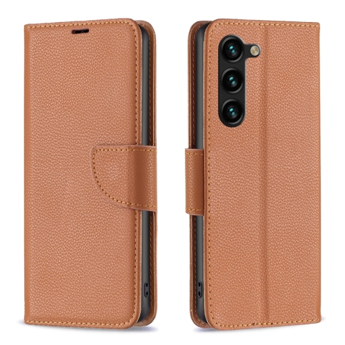 

For Samsung Galaxy S24+ 5G Litchi Texture Pure Color Flip Leather Phone Case(Brown)
