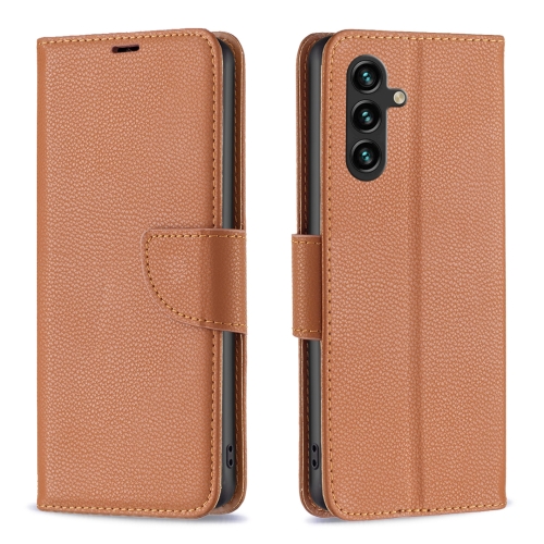 

For Samsung Galaxy A35 Litchi Texture Pure Color Flip Leather Phone Case(Brown)