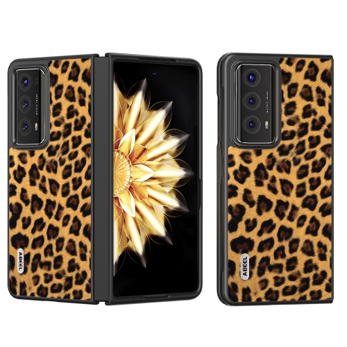 

For Honor Magic V2 ABEEL Black Edge Leopard Phone Case(Golden)