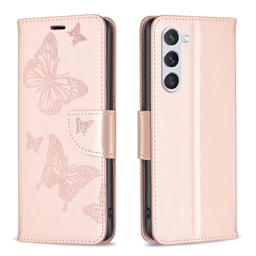 

For Samsung Galaxy S24 5G Embossing Two Butterflies Pattern Leather Phone Case(Rose Gold)