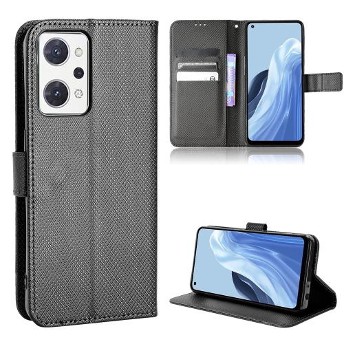 

For OPPO Reno7 A Diamond Texture Leather Phone Case(Black)