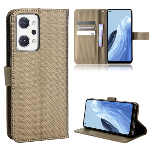 

For OPPO Reno7 A Diamond Texture Leather Phone Case(Brown)