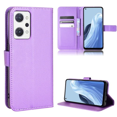 

For OPPO Reno7 A Diamond Texture Leather Phone Case(Purple)