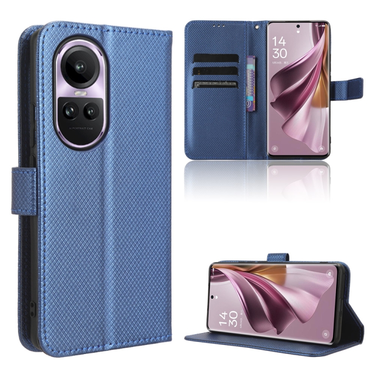 

For OPPO Reno10 / Reno10 Pro Global Diamond Texture Leather Phone Case(Blue)