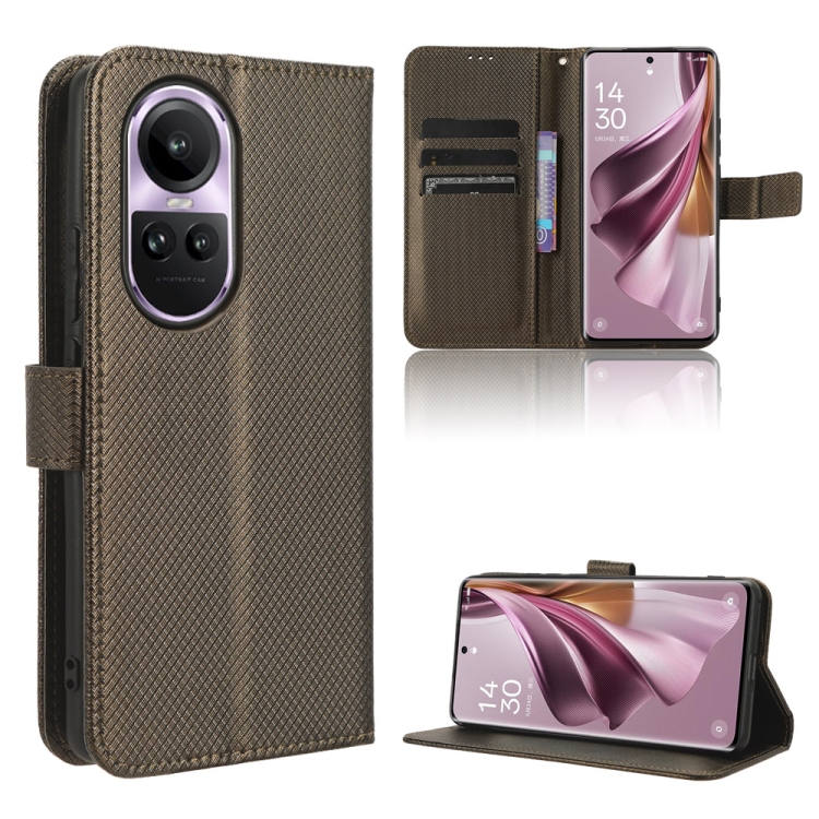 

For OPPO Reno10 / Reno10 Pro Global Diamond Texture Leather Phone Case(Brown)