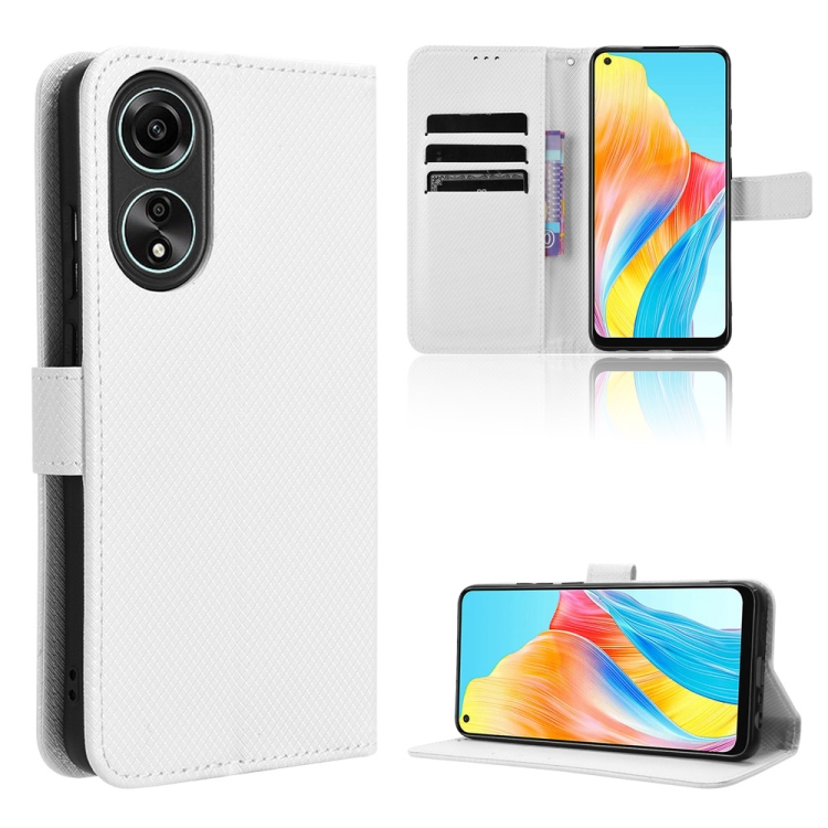 

For OPPO A58 4G Diamond Texture Leather Phone Case(White)