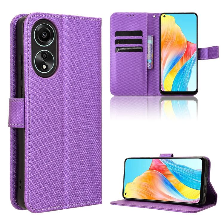 

For OPPO A58 4G Diamond Texture Leather Phone Case(Purple)