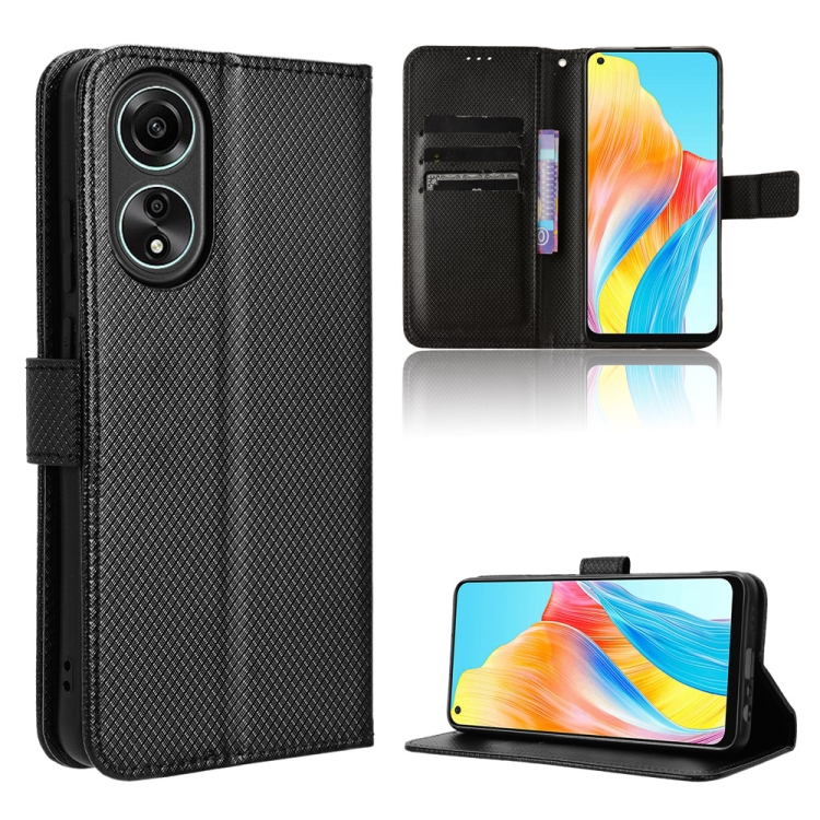 

For OPPO A78 4G Diamond Texture Leather Phone Case(Black)