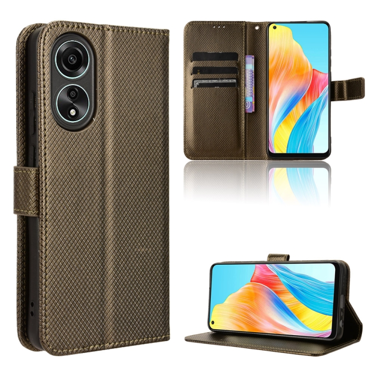

For OPPO A78 4G Diamond Texture Leather Phone Case(Brown)