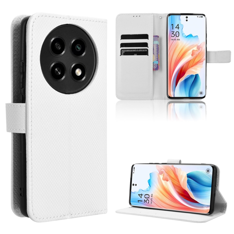 

For OPPO A2 Pro 5G Diamond Texture Leather Phone Case(White)