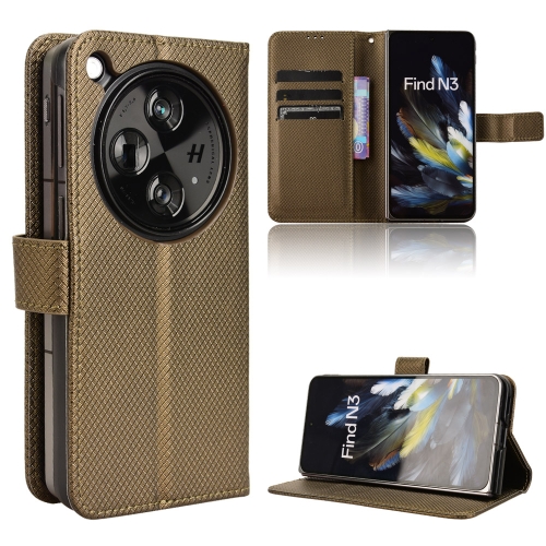 

For OPPO Find N3 / OnePlus Open Diamond Texture Leather Phone Case(Brown)