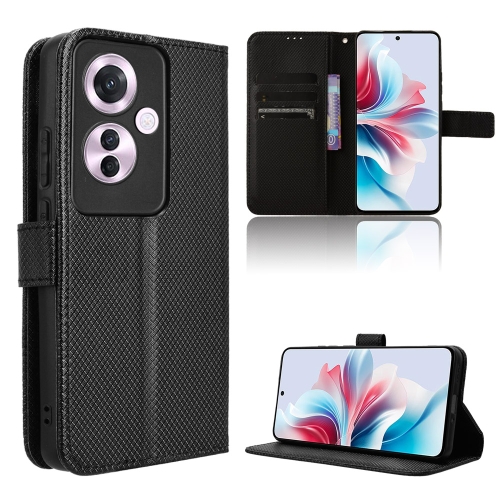 

For OPPO Reno11 F 5G / F25 Pro 5G Diamond Texture Leather Phone Case(Black)
