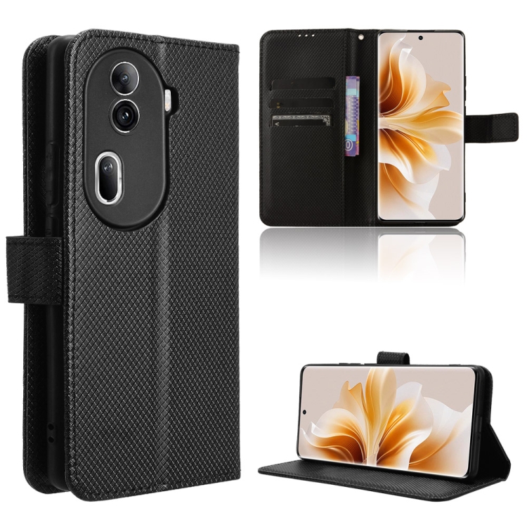 

For OPPO Reno11 Pro 5G Global Diamond Texture Leather Phone Case(Black)