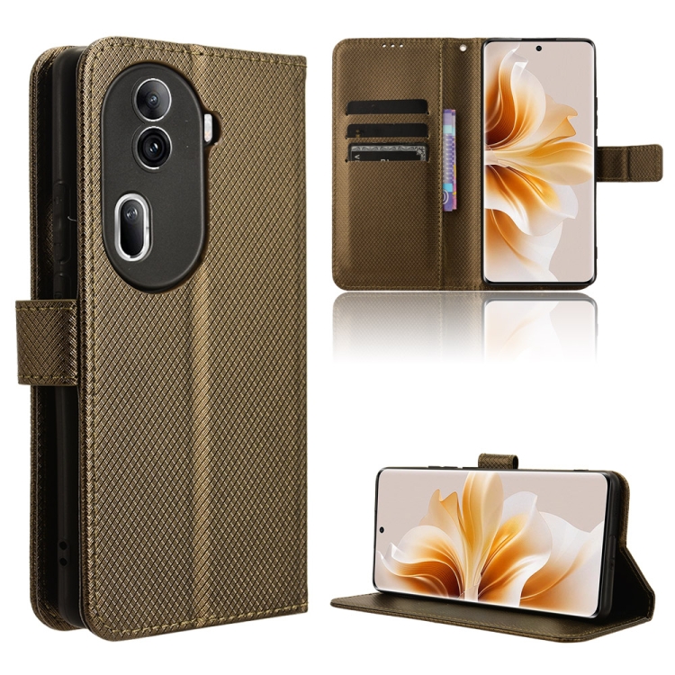 

For OPPO Reno11 Pro 5G Global Diamond Texture Leather Phone Case(Brown)