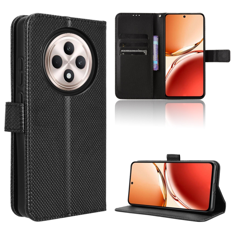 

For OPPO Reno12 F 5G Diamond Texture Leather Phone Case(Black)