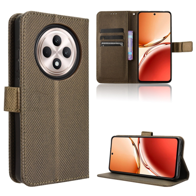 

For OPPO Reno12 F 5G Diamond Texture Leather Phone Case(Brown)