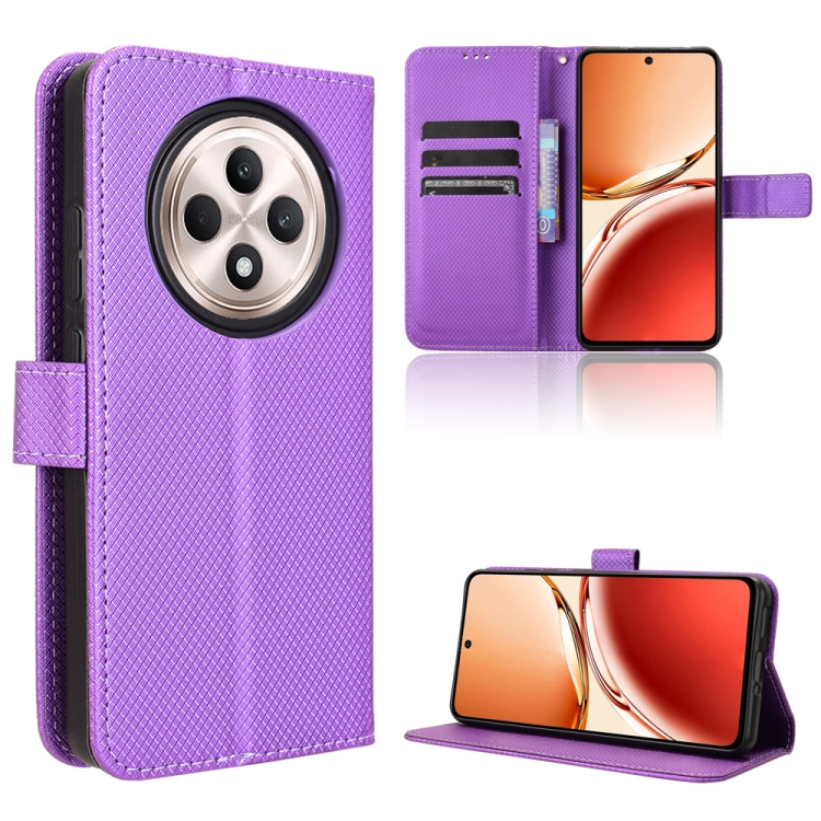 

For OPPO Reno12 F 5G Diamond Texture Leather Phone Case(Purple)