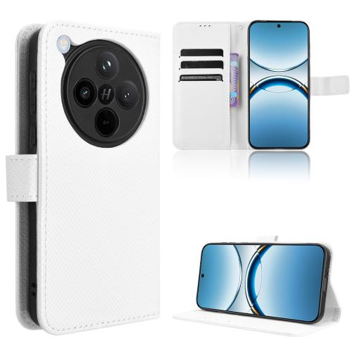 

For OPPO Find X8 Diamond Texture Leather Phone Case(White)