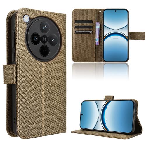 

For OPPO Find X8 Diamond Texture Leather Phone Case(Brown)