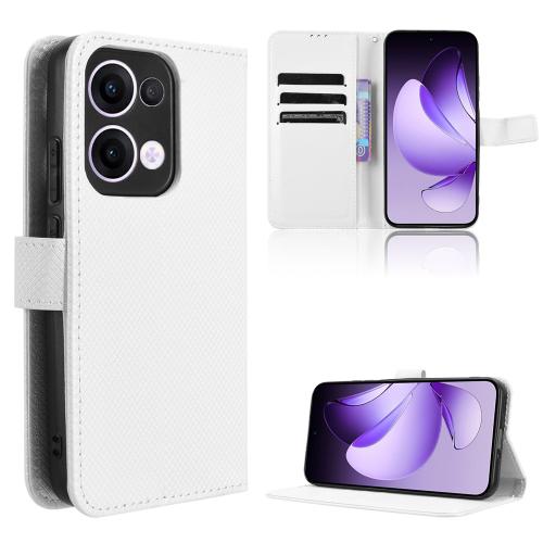 

For OPPO Reno13 5G Global Diamond Texture Leather Phone Case(White)