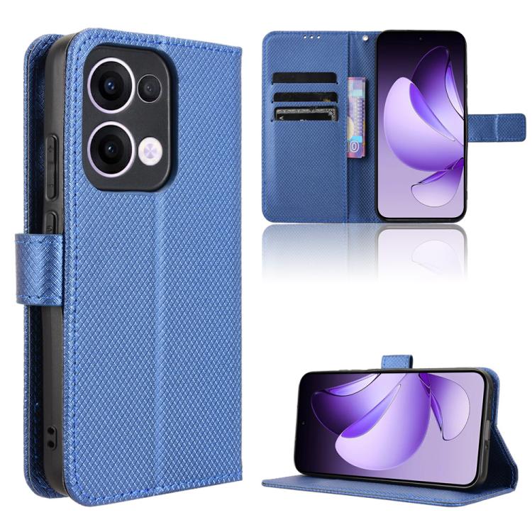 

For OPPO Reno13 5G Global Diamond Texture Leather Phone Case(Blue)