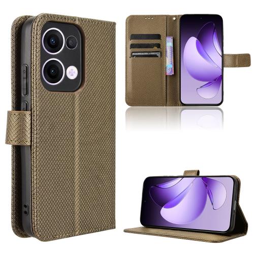 

For OPPO Reno13 5G Global Diamond Texture Leather Phone Case(Brown)