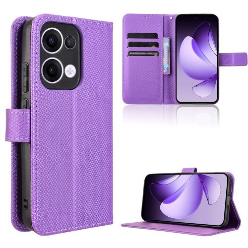 

For OPPO Reno13 5G Global Diamond Texture Leather Phone Case(Purple)