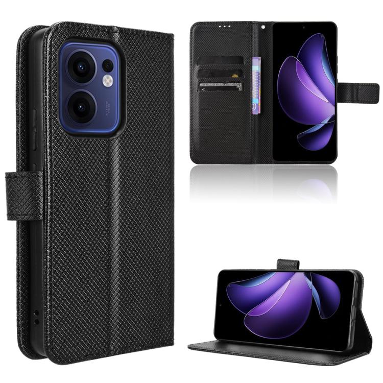 

For OPPO Reno13 F 4G / 5G Diamond Texture Leather Phone Case(Black)