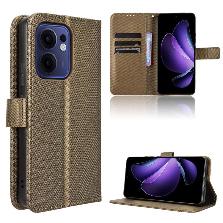 

For OPPO Reno13 F 4G / 5G Diamond Texture Leather Phone Case(Brown)