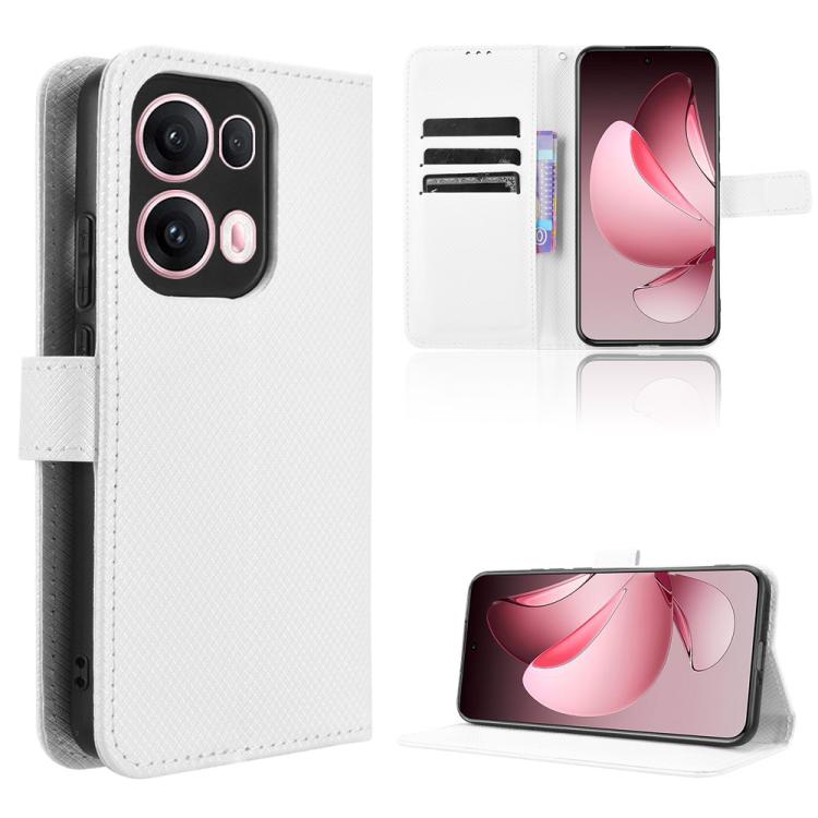 

For OPPO Reno13 Pro 5G Global Diamond Texture Leather Phone Case(White)