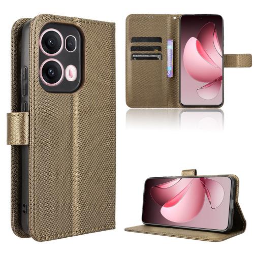 

For OPPO Reno13 Pro 5G Global Diamond Texture Leather Phone Case(Brown)