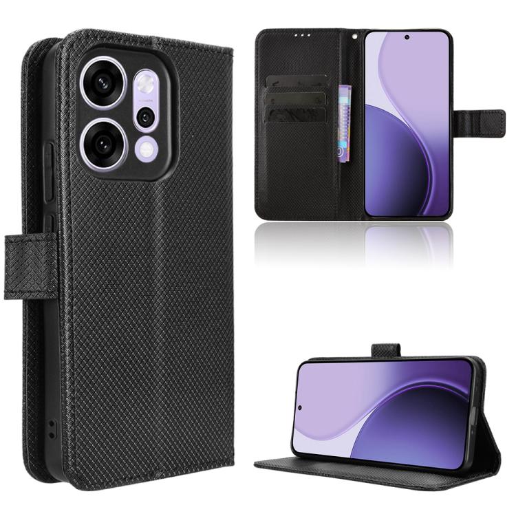 

For OPPO Reno14 5G Global Diamond Texture Leather Phone Case(Black)