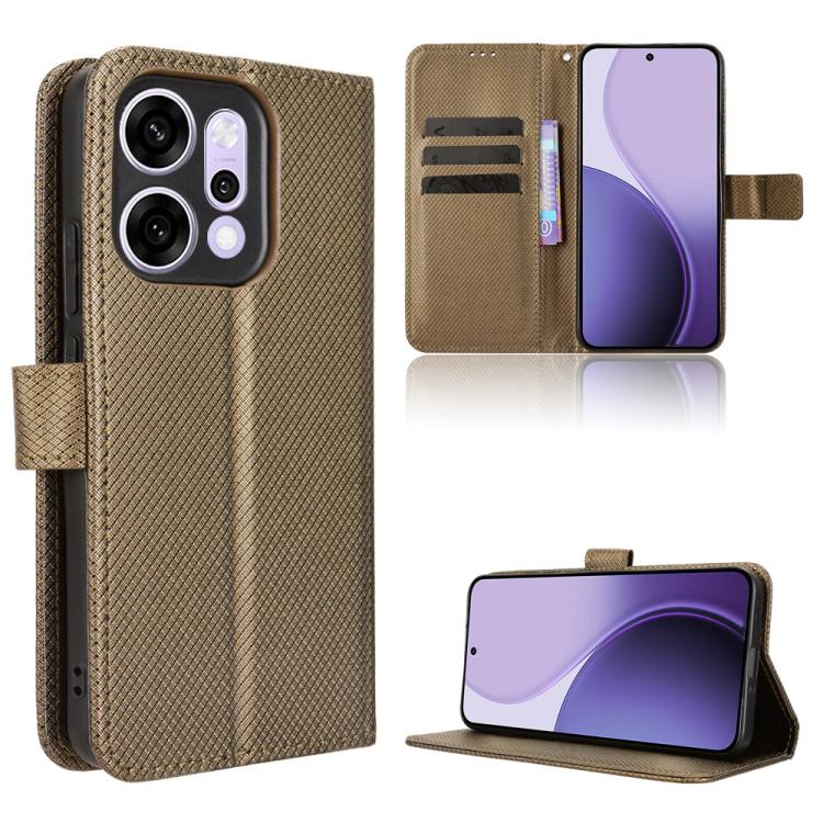 

For OPPO Reno14 5G Global Diamond Texture Leather Phone Case(Brown)