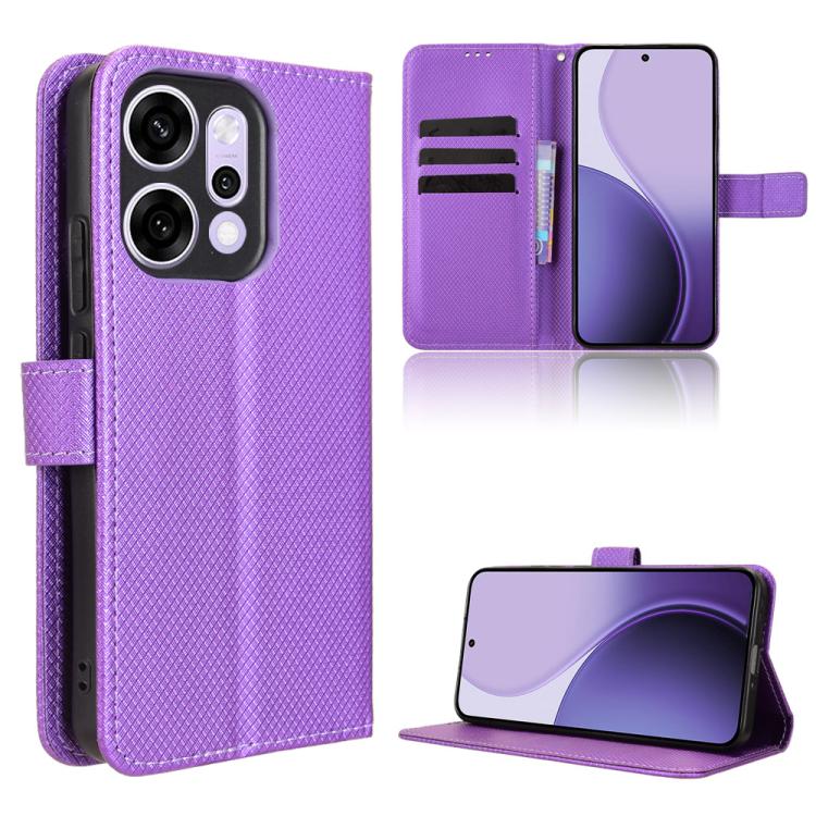 

For OPPO Reno14 5G Global Diamond Texture Leather Phone Case(Purple)
