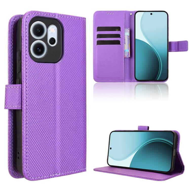 

For OPPO Reno14 F 5G Diamond Texture Leather Phone Case(Purple)