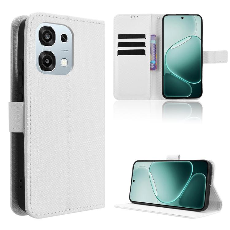 

For OPPO A6 Pro 4G / 5G Global / F31 5G Diamond Texture Leather Phone Case(White)