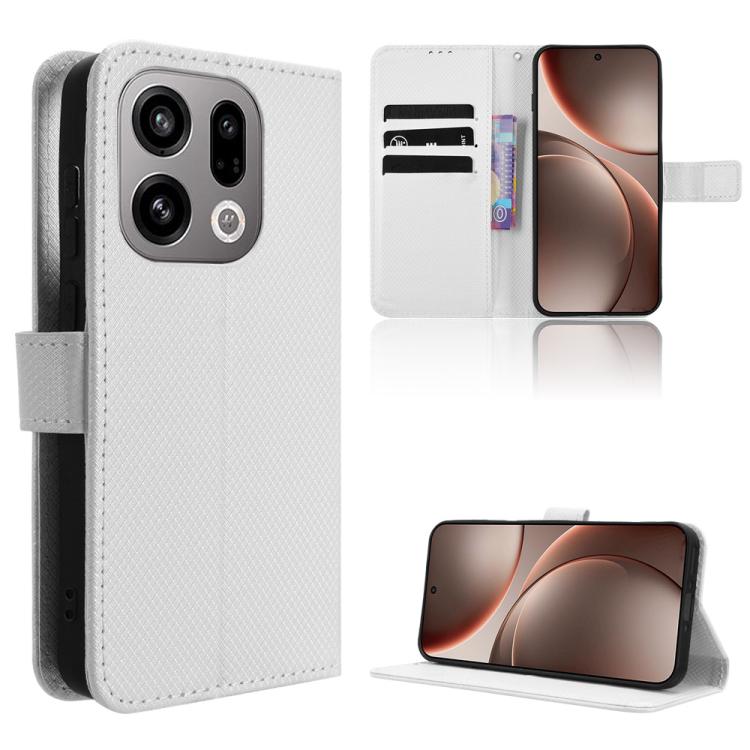 

For OPPO Find X9 Diamond Texture Leather Phone Case(White)