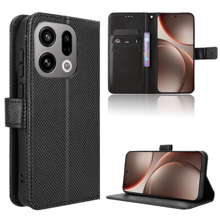 

For OPPO Find X9 Diamond Texture Leather Phone Case(Black)