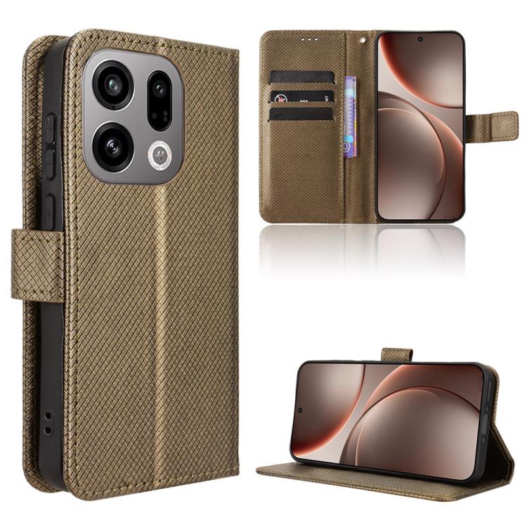 

For OPPO Find X9 Diamond Texture Leather Phone Case(Brown)