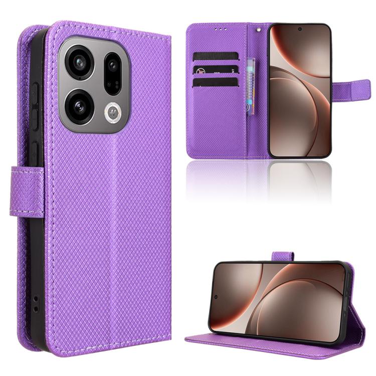 

For OPPO Find X9 Diamond Texture Leather Phone Case(Purple)