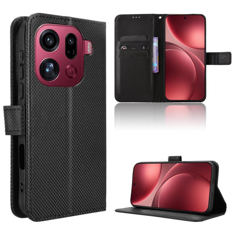 

For OPPO Find X9 Pro Diamond Texture Leather Phone Case(Black)