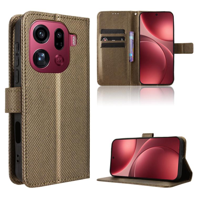

For OPPO Find X9 Pro Diamond Texture Leather Phone Case(Brown)