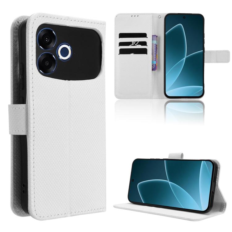 

For OPPO F33 Pro 5G Diamond Texture Leather Phone Case(White)