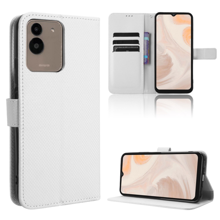 

For Aiwa Phone B-2 JA3-SMP0602 Diamond Texture Leather Phone Case(White)
