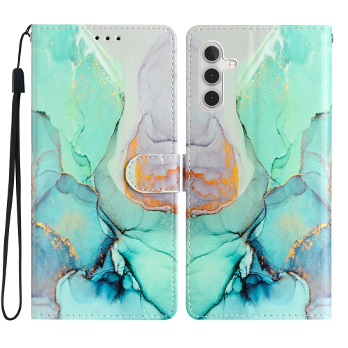 

For Samsung Galaxy S23 FE 5G Colored Drawing Leather Phone Case(Green Marble)