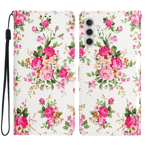 

For Samsung Galaxy S23 FE 5G Colored Drawing Leather Phone Case(Peonies)