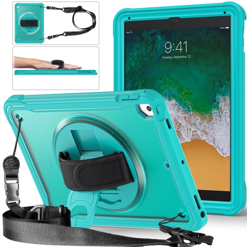 

For iPad Air / Air 2 / 9.7 2018 / 2017 Heavy Duty Hybrid Tablet Case with Handle & Strap(Light Blue)