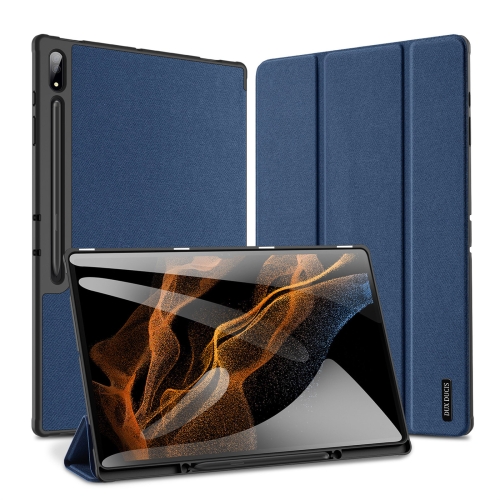 

For Samsung Galaxy Tab S9 Ultra/S8 Ultra DUX DUCIS Domo Series Cloth Texture Magnetic Leather Tablet Case(Blue)