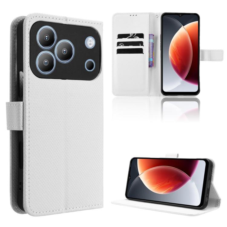 

For Blackview Wave 7C Diamond Texture Leather Phone Case(White)